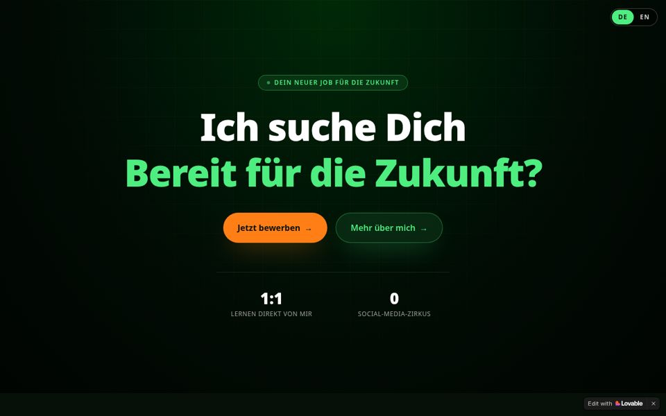 Bewerbung / Future of Application — Screenshot